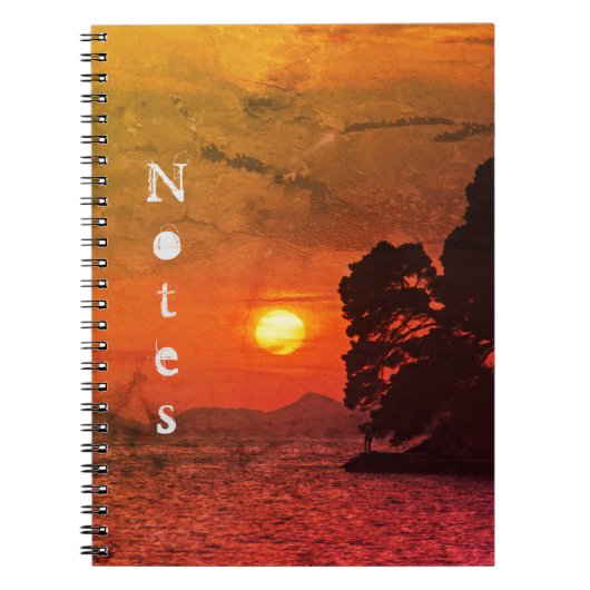 Cavtat, Croatia view of Sunset 1974 Filter ノートブック (正面)
