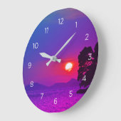 Cavtat, Croatia view of Sunset Purple Filter ラージ壁時計 (傾斜)