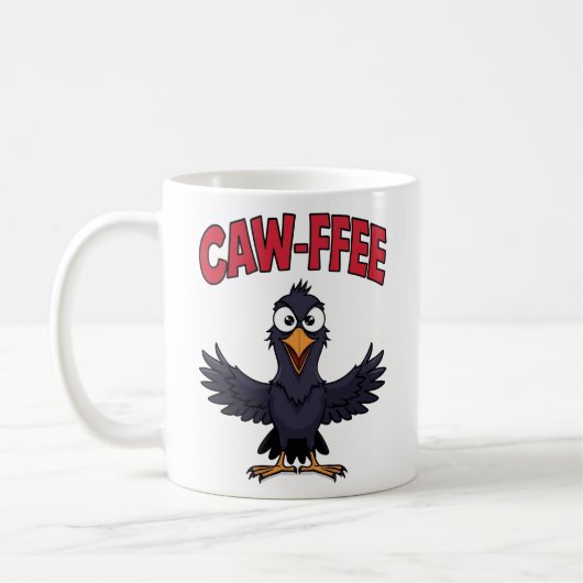 CAW-FFEE Funny Crow Coffee Lover  コーヒーマグカップ (左)
