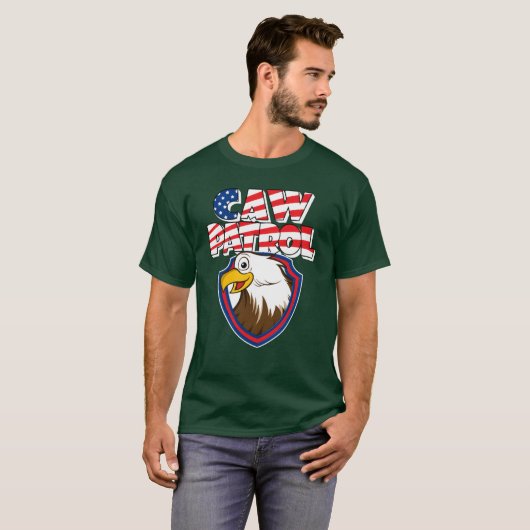 Caw Patrol Bald Eagle American Red White Blue Flag Tシャツ (正面フル)