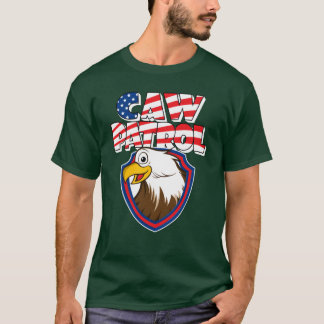 Caw Patrol Bald Eagle American Red White Blue Flag Tシャツ