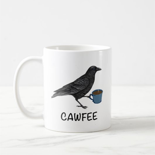 Cawfee Mug, Bird Mug, Crow Mug, Birding Gifts, Bir コーヒーマグカップ (左)
