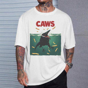 "CAWS" カワイイカラスジョーズポスターパロディ Tシャツ