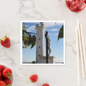 Cayeux sur Merフランスの灯台とカルヴァリ スタンダードカクテルナプキン (インサイチュ)