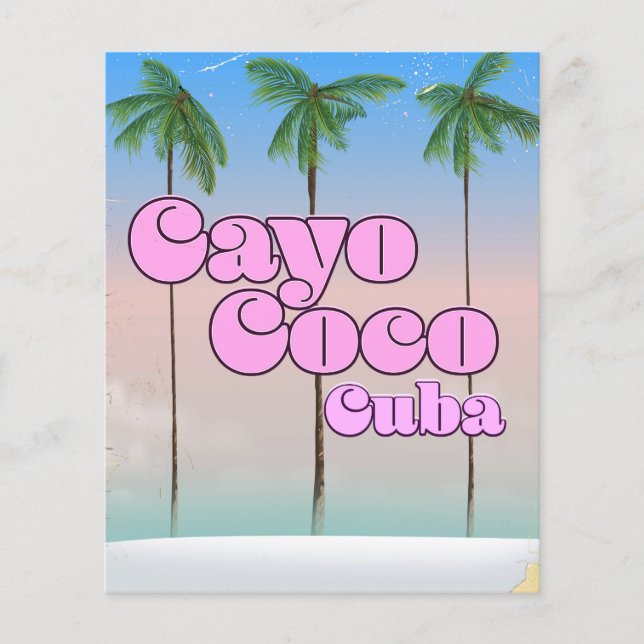 Cayo Coco Cubaヴィンテージ旅行ポスター (正面)