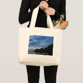 Cayuga湖の青の日没 ラージトートバッグ (正面(商品))