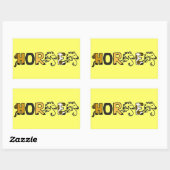 CB-おもしろい馬の漫画の文字シール 長方形シール (シート)