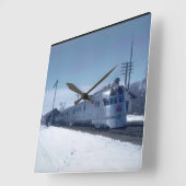 CB&Q "パイオニア・ゼファー" #9900_Trains スクエア壁時計 (傾斜)