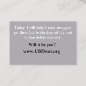 CBDnut.orgの会社は持ち上げますぽんと鳴ります 名刺 (裏面)