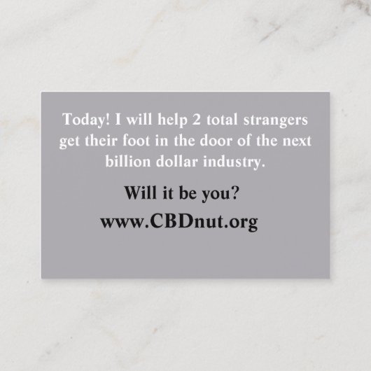 CBDnut.orgの会社は持ち上げますぽんと鳴ります 名刺 (裏面)