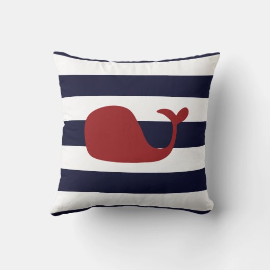 CBendelの航海のな青い縞のタツノオトシゴのクジラの枕 クッション (裏面)