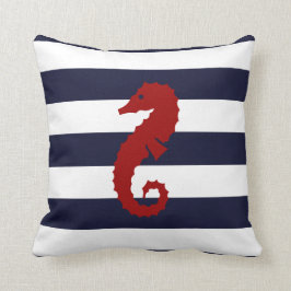 CBendelの航海のな青い縞のタツノオトシゴのクジラの枕 クッション