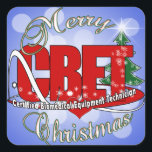 CBET CHRISTMAS認定バイオメディカル機器テクノロジー スクエアシール<br><div class="desc">CBET CHRISTMAS CERTIFIED BIOMEDICAL EQUIPMENT Techniician BIG RED ACRONYM MERRY CHRISTMAS 祝 -</div>