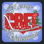 CBET CHRISTMAS認定バイオメディカル機器テクノロジー スクエアシール<br><div class="desc">CBET CHRISTMAS CERTIFIED BIOMEDICAL EQUIPMENT Techniician BIG RED ACRONYM MERRY CHRISTMAS 祝 -</div>