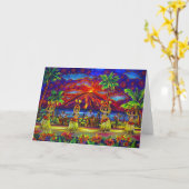 CBjorkのハワイのルアウ（ハワイ式宴会）の挨拶状 カード (黄色い花)