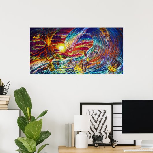 CBjorkティキビッグウェーブプリント ポスター (ホームオフィス)