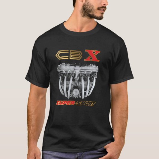 CBXスポーツすごいオートバイエンジン Tシャツ (正面)