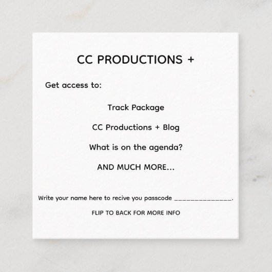 CC Productions+ スクエア名刺 (正面)