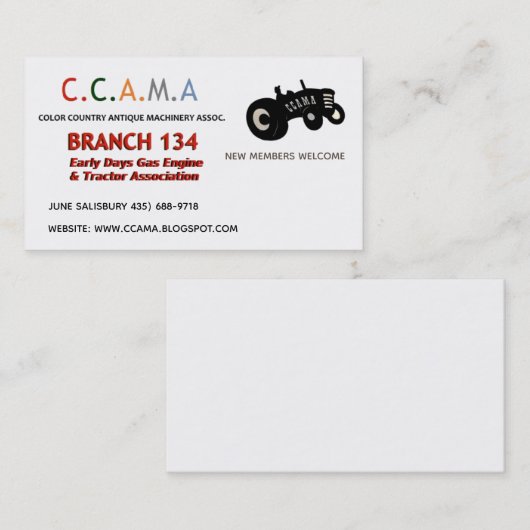 CCAMAのヴィンテージのトラクターの名刺 名刺 (正面/裏面)