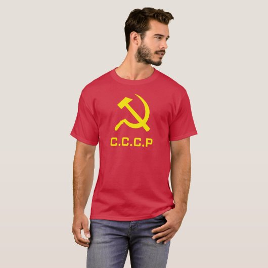 CCCPのソ連国旗の人のワイシャツ Tシャツ (正面フル)