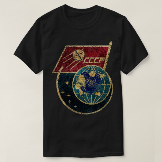 CCCPオリジナルロシア宇宙プログラムライカヴィンテージG Tシャツ (デザイン正面)