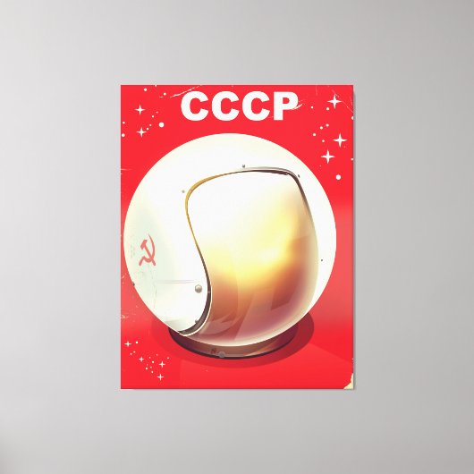 CCCP ビンテージ 赤 ソ連 宇宙 ポスター キャンバスプリント (正面)