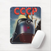 CCCP レトロ ビンテージ ソビエト 列車 ポスター マウスパッド (マウス)