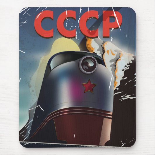 CCCP レトロ ビンテージ ソビエト 列車 ポスター マウスパッド (正面)