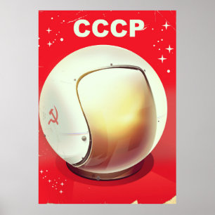 CCCP vintage red Soviet Space poster ポスター