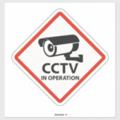 CCTV運用中警告標識 シール (シート)