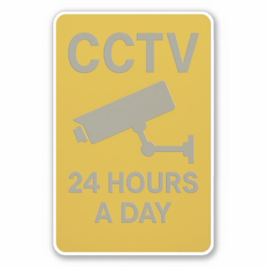 CCTV 24 Hours Surveillance Sign  シール (正面)