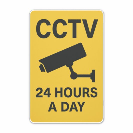 CCTV 24 Hours Surveillance Warning Sign  シール (正面)