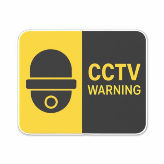 CCTV Warning Sign - Dome Camera Icon シール (正面)