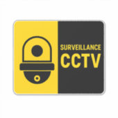 CCTV Warning Sign - Dome Camera Icon シール (正面)