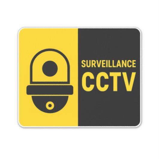 CCTV Warning Sign - Dome Camera Icon シール (正面)