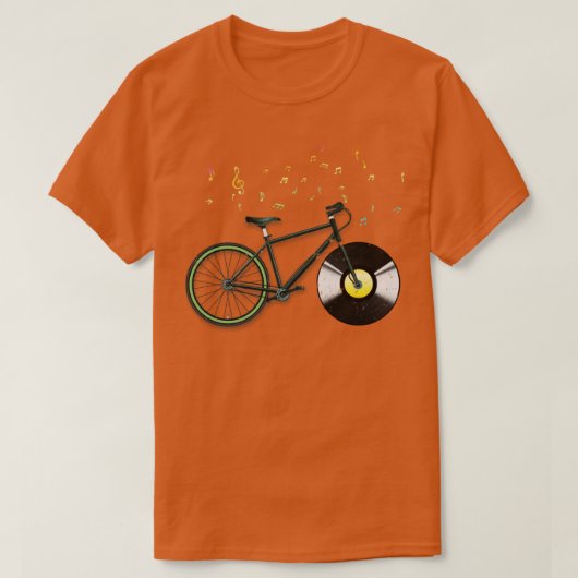 CD音楽自転車レトロサイクリングバイクもしくは自転車に乗る人 Tシャツ (デザイン正面)