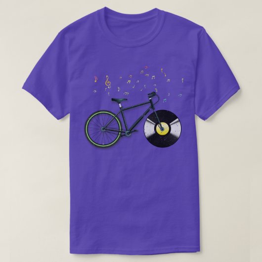 CD音楽自転車レトロサイクリングバイクもしくは自転車に乗る人 Tシャツ (デザイン正面)