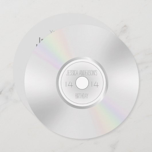 CD dvdレコードアルバム誕生日 招待状 (正面/裏面)