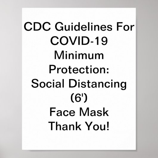 CDC Guidelines For COVID-19 ポスター (正面)