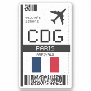 CDGパリボーディングパス – フランス旅行 シール