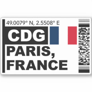 CDG Paris Boarding Pass - France Travel シール