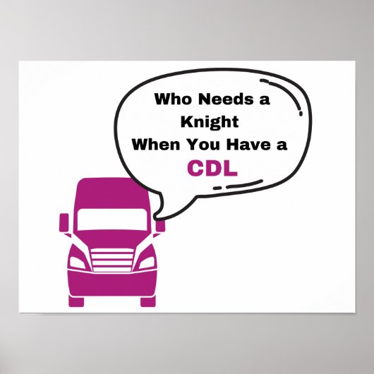 CDL女性トラックドライバープリント ポスター (正面)