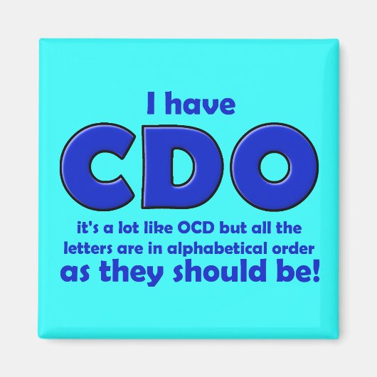 CDO OCD おもしろ冷蔵庫マグネット マグネット (正面)