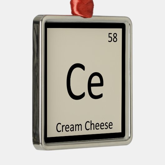 Ce – クリームチーズ化学周期表記号 メタルオーナメント (右)