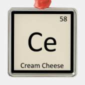 Ce – クリームチーズ化学周期表記号 メタルオーナメント (正面)
