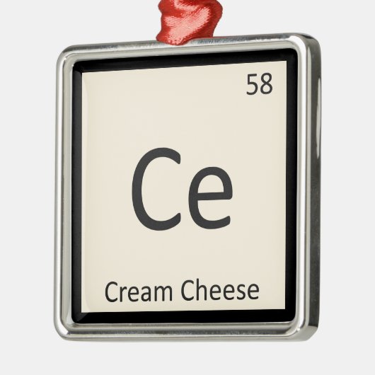 Ce – クリームチーズ化学周期表記号 メタルオーナメント (左)
