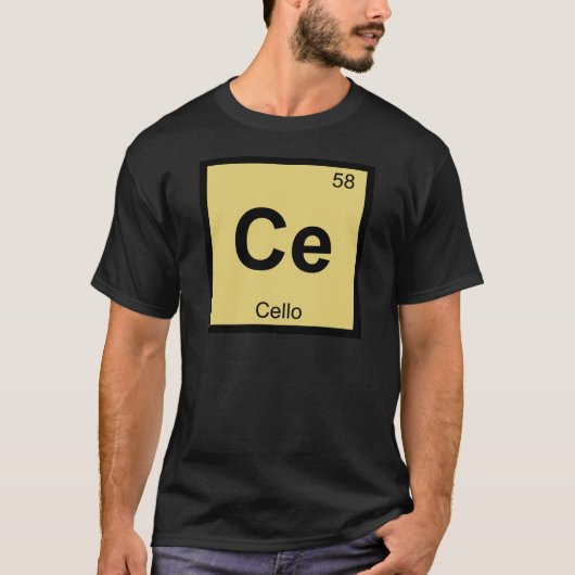 Ce - チェロ音楽化学元素記号表記号 tシャツ (正面)