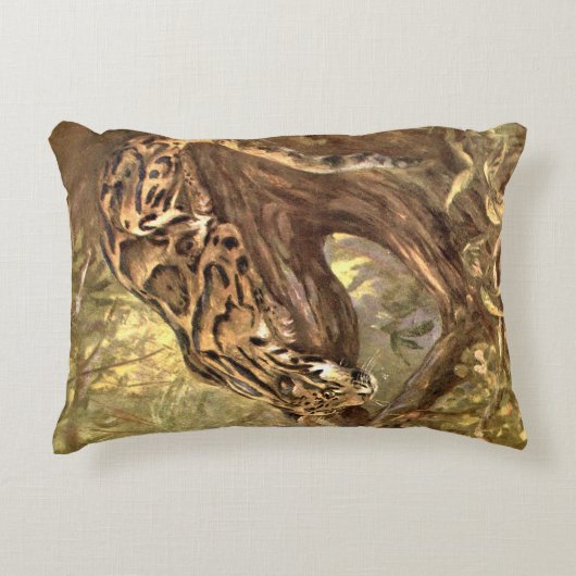 CE Swan白雲ヒョウ、ヴィンテージ野生動物 アクセントクッション (正面)