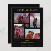 Ceap Black Collageの金ゴールド結婚ハート4枚 (正面/裏面)