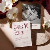 CECILIA Burgundy Wedding Invitation with Bow 招待状